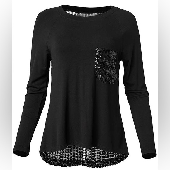 💓Firm Price💓 no offer will be sent out 🙏🙏Sequin Back Top black color size XS - Picture 6 of 7